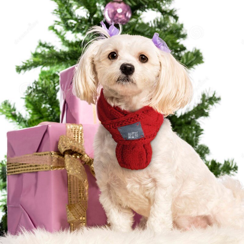 Kæledyrsprodukter hund jul tørklæde uld strikning kat hvalp teddy festival dekoration hals hundetøj julekjole til hundekat