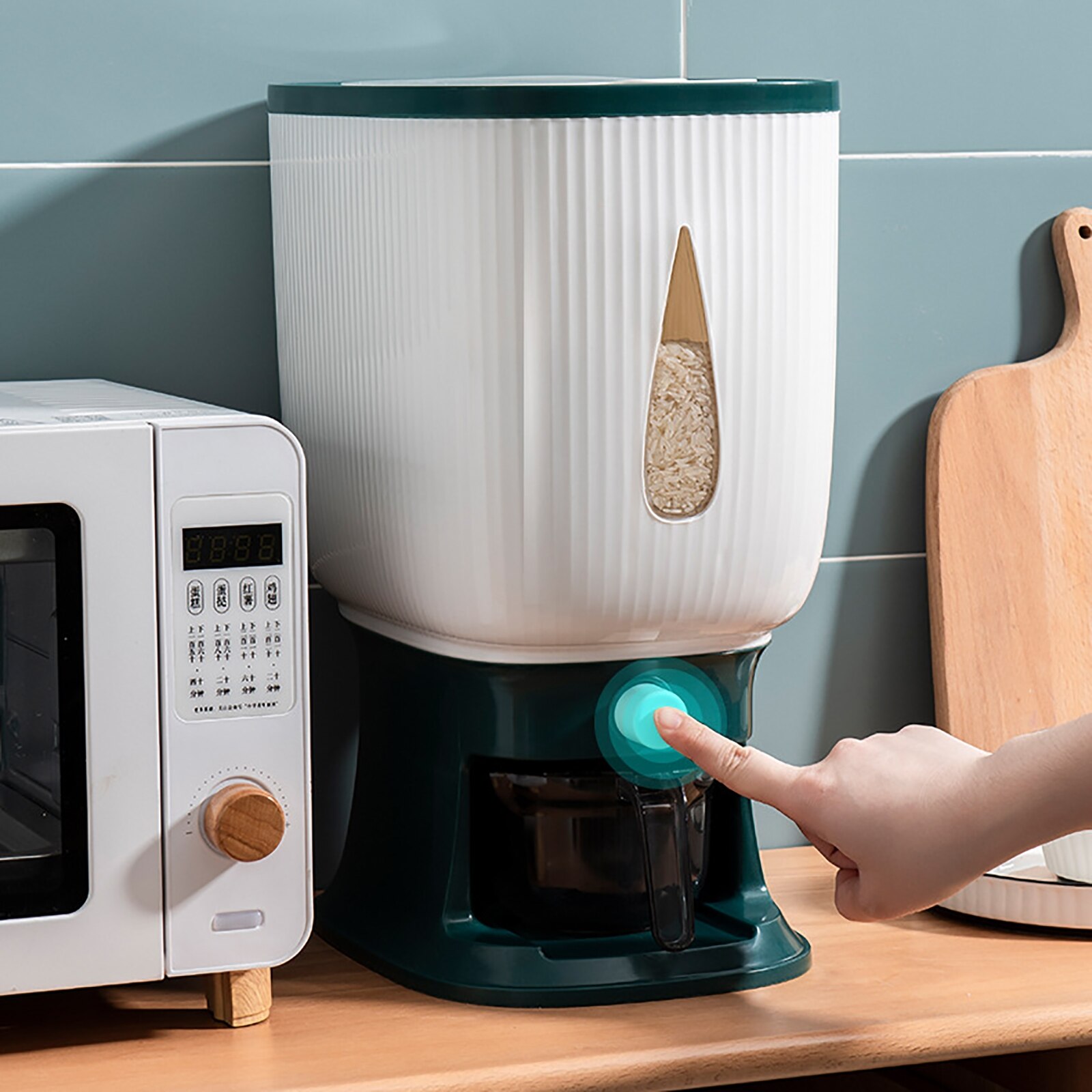 Grand distributeur de grains de riz 10Kg, boîte de rangement scellée avec couvercle, cylindre de mesure, résistant à l'humidité, ménage