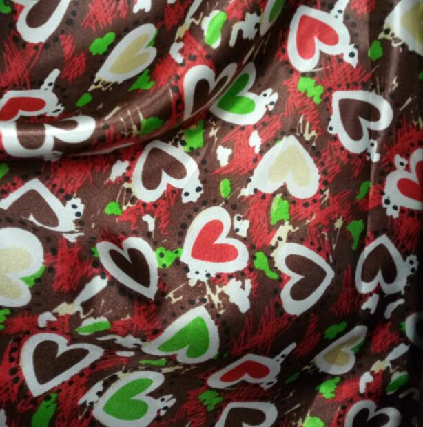 Dekoration blankt stof dejligt hjerte trykt charmeuse stof polyester tilda håndværk tørklæde bånd materiale satin stoffer: 5