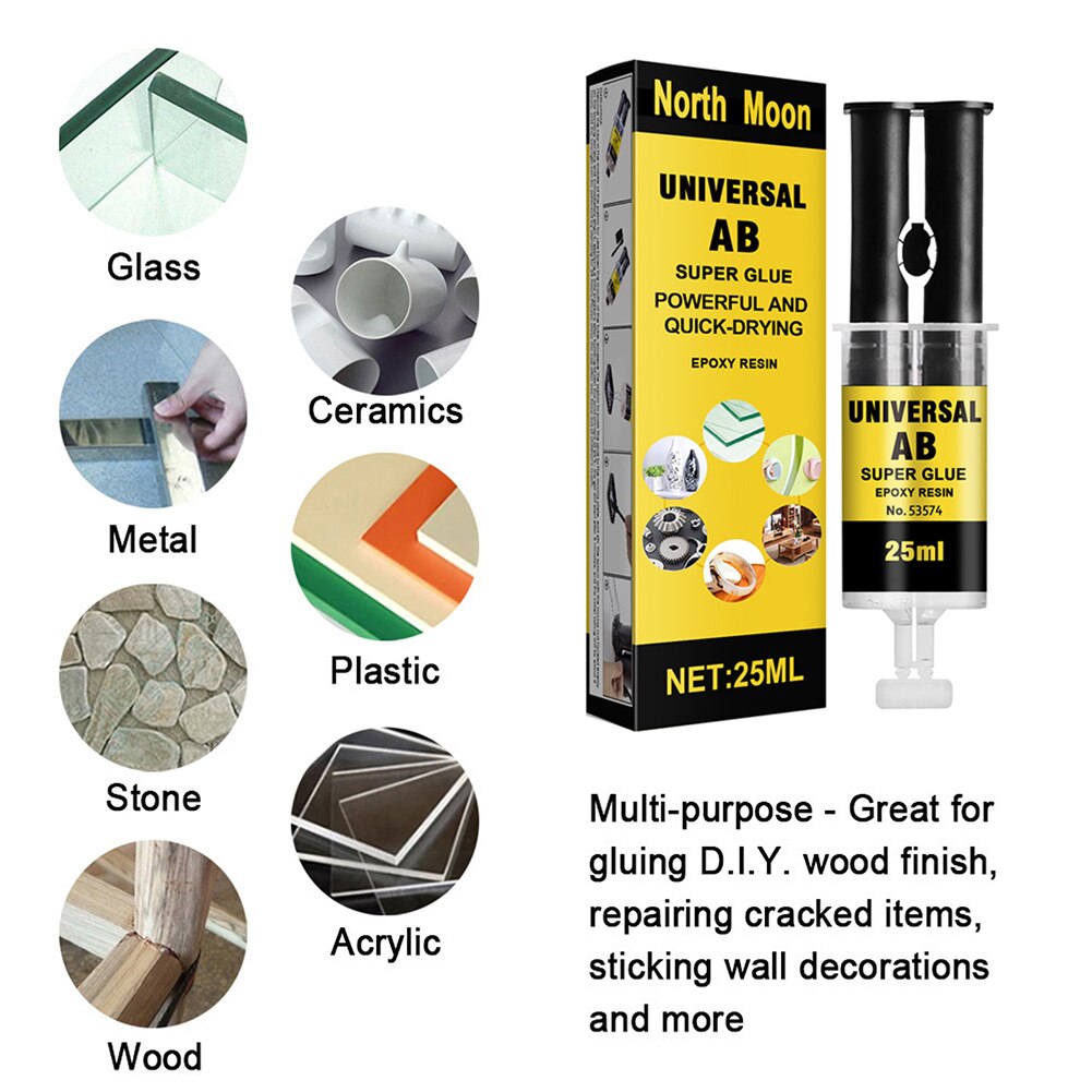 Universale 25ml resina epossidica AB colla sigillante portatile metallo forte adesivo riparazione colla con contenitore acqua pennello