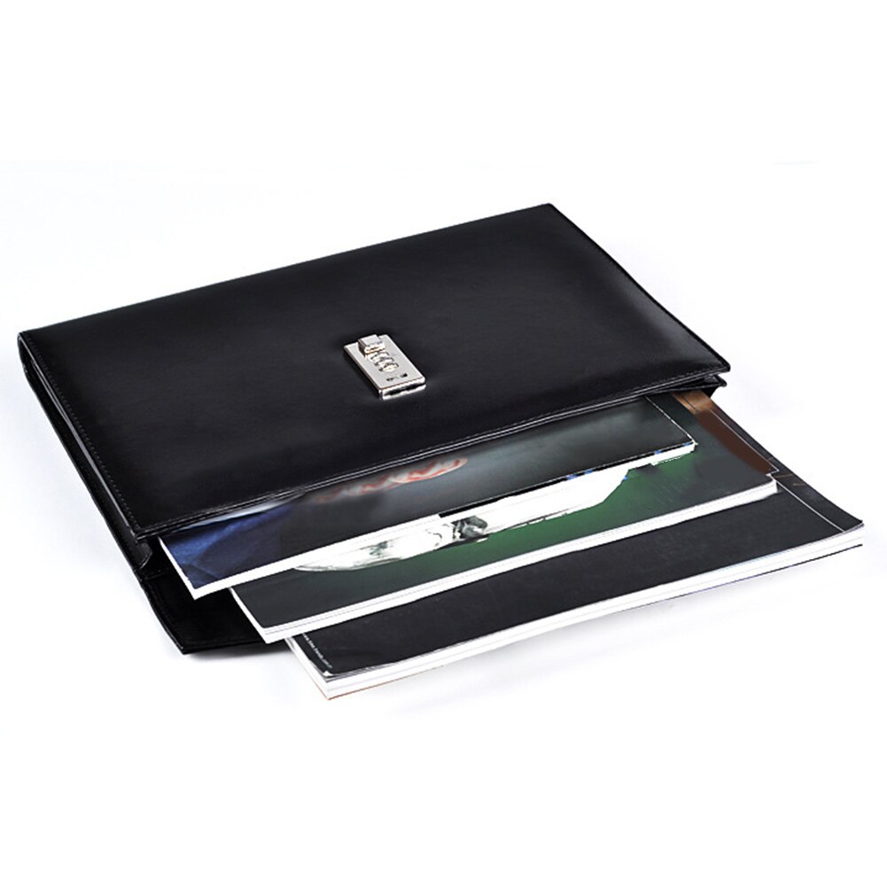 A4 Office PU Leather Cards Bag Document File Folder With Password Lock Pen Holder Portable Large Capacity Briefcase