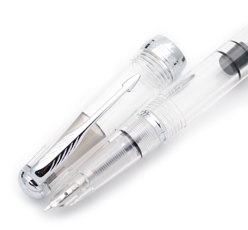 Wing Sung 618 Toso Piston Fountain Pen Transparent F Nib Ink Pen: Transparent  S