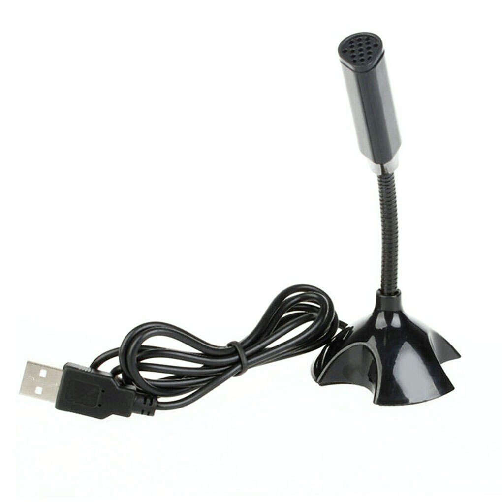 Universal Portable Desktop USB Microphone Computer Laptop Mini Microphone Flexible Tube Neck Adjustable PC Mic speaker: Black