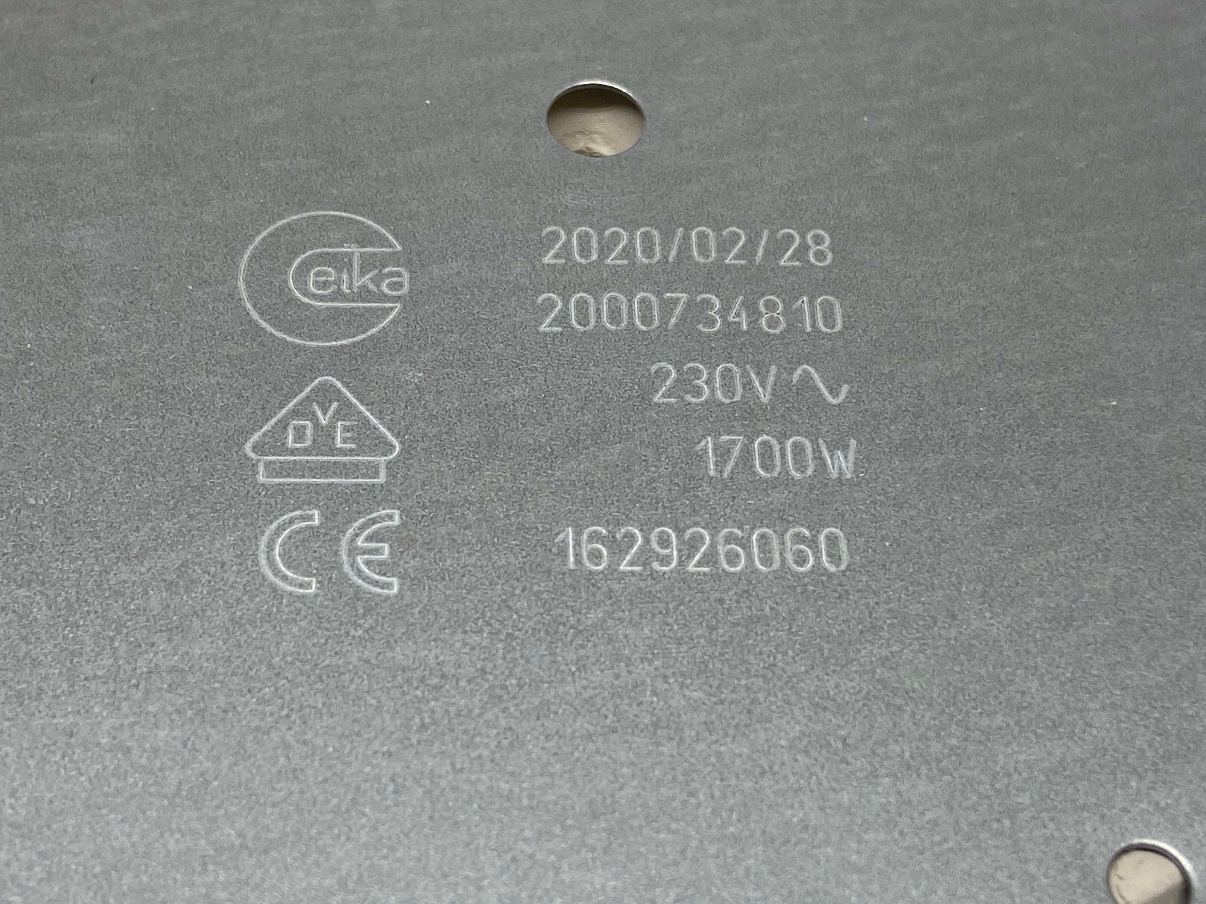 Eika Radiant Heater, Kookplaat Keramische, Ref. 2000734810, 1700W, 230V, Øexterior 200Mm, Øinterior 175Mm