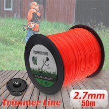 50m Trimmer Line Orange Square Brushcutter Strimmer Trimmer Cord Line Wire 2.7mm For STIHL Garden Tool Parts