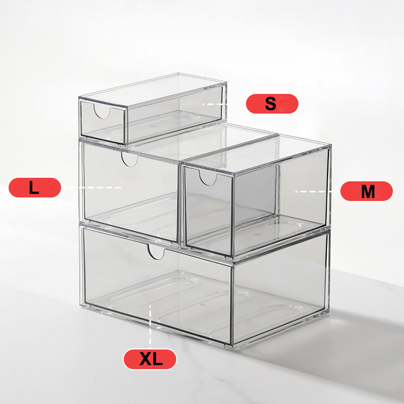 Clear Plastic Desk Organizer Box Stackable Storage Drawers for Cosmetics Stationery Crafts Storage and Organization