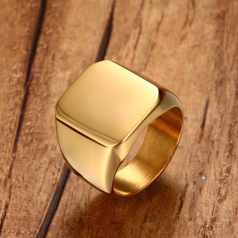 5 Kleur Signet Ring Rvs Metalen Mannen Sieraden Niet Vervagen