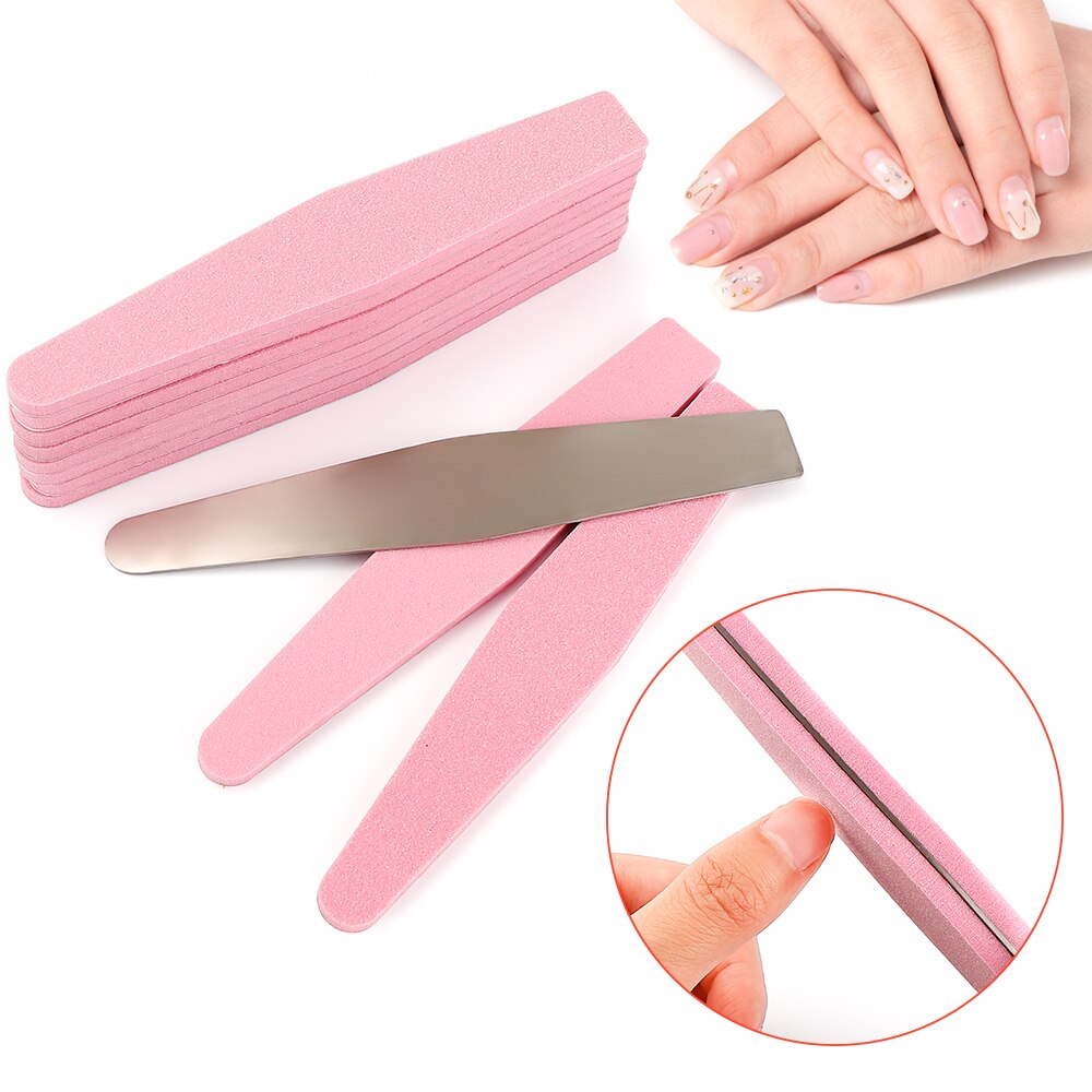 10 Stks/set Roze Vervangbare Spons Schuren Blok Dubbelzijdig Nagelvijl Gepolijst Bar Pedicure Manicure Nail Care Nail Art Gereedschap