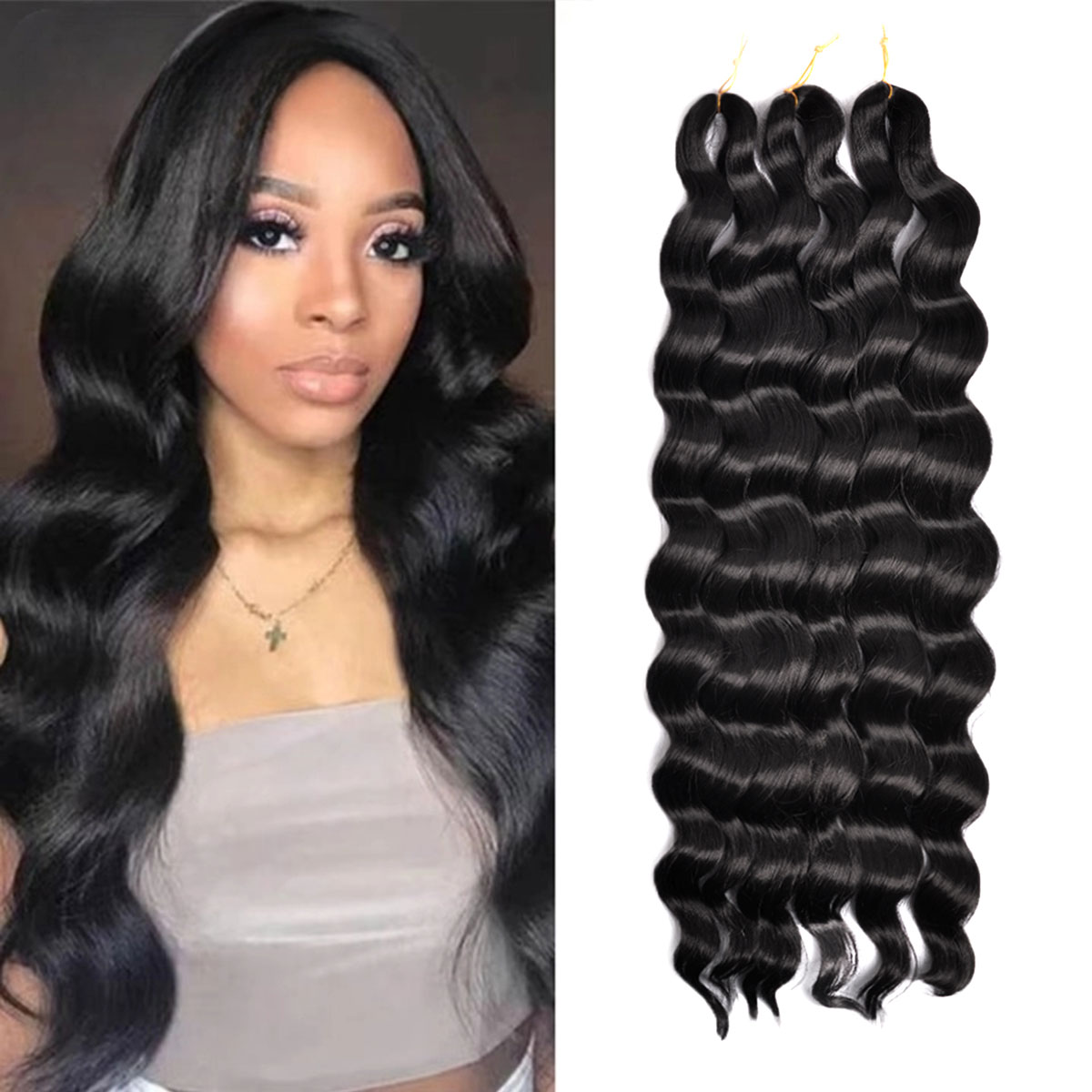 Syntetisk anna twist hæklet krøllet hår 24 cm dybt bølget fletning hår ombre blond brun vandbølget fletning hårforlængelse