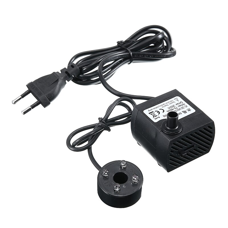 Mini Submersible Fish Tank Water Circulation Pump 5W 220V-240V Aquarium Rockery Fountain Water Pump with 4 LED Light