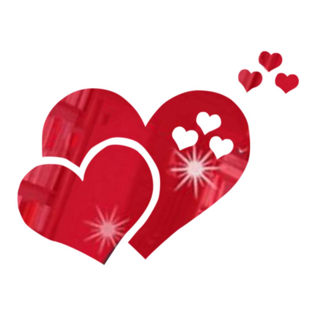 3D Mirror Sticker DIY Self Adhesive Acrylic Mirror Mural Decals Modern Bedroom Living Room Background Art Home Decoration: Red 20cm Heart