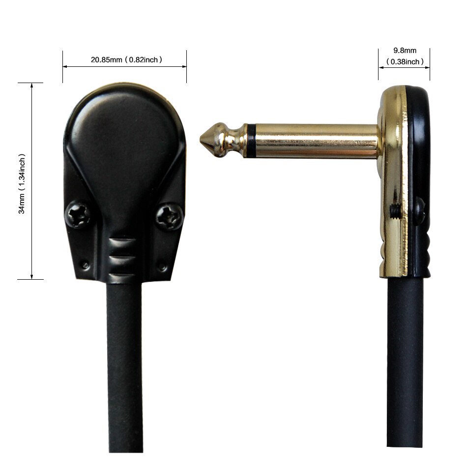 6PCS Guitar Patch Cables Right Angle 15/30CM 1/4 Guitar Cable for Guitar Effect Pedals