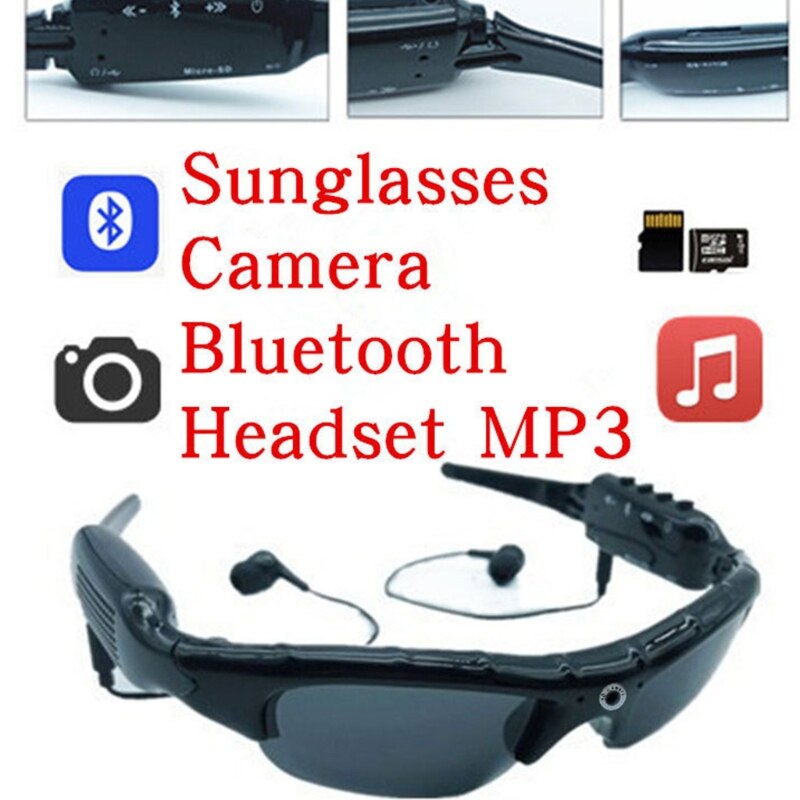 Zonnebril 1080P Bril Camera Met Bluetooth MP3 Speler Dv Headset Rijden
