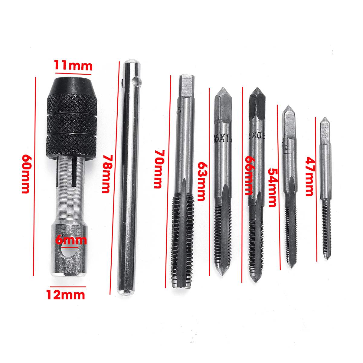 Verstelbare 3-8 Mm T-Handvat Ratchet Tap Wrench Met M3-M8 Machine Schroefdraad Metric Plug Tap Machinist tool Hand Tool
