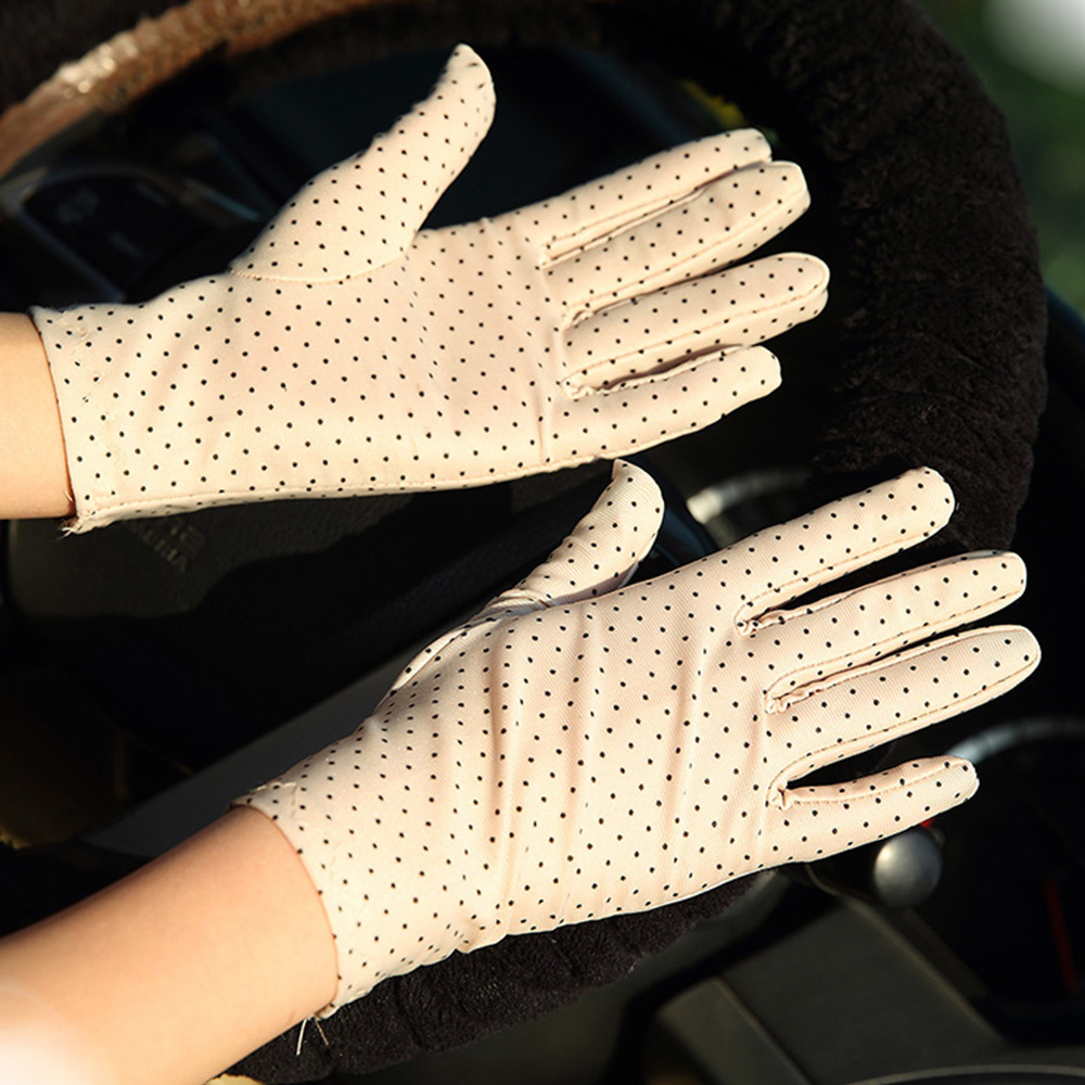 Summer Thin Sun Protection Gloves Unisex Dots Printed Etiquette Dance Gloves Pure Color Elastic Cycling Driving Glove: C
