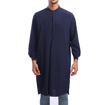 Arabische jubba thobe voor mannen, karftan, lange mouwen, effen gewaad, ramadam, moslim, dubai, eid mubarak abaya, islamitische kleding: Marine / Ik