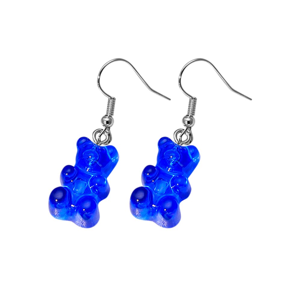 Pendientes de oso de goma minimalistas para mujer, ganchos para las orejas, de joyería, 1 par: RBU