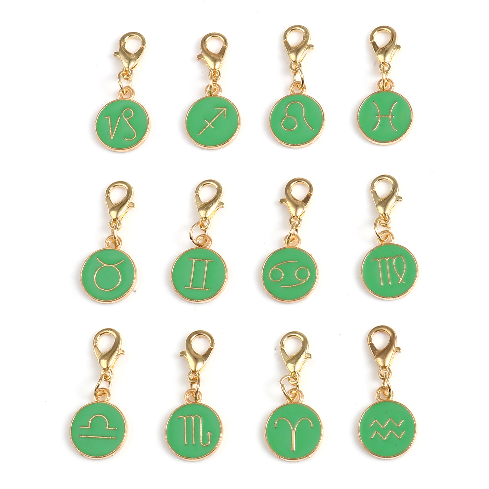 12 Stuks Ronde Constellation Breien Stitch Markers Enamel Goud Kleur Hangers Haak Klink Breien Tools Voor Diy Craft Kits: green Stitch Markers