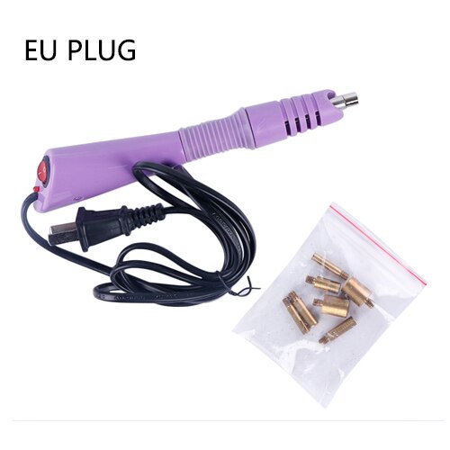 100-220V Drilling Machine Pen Point Figure Guns DIY Clothes Stick Diamond Drill Tools Set Crystal Hand Sewing Kit: purple EU