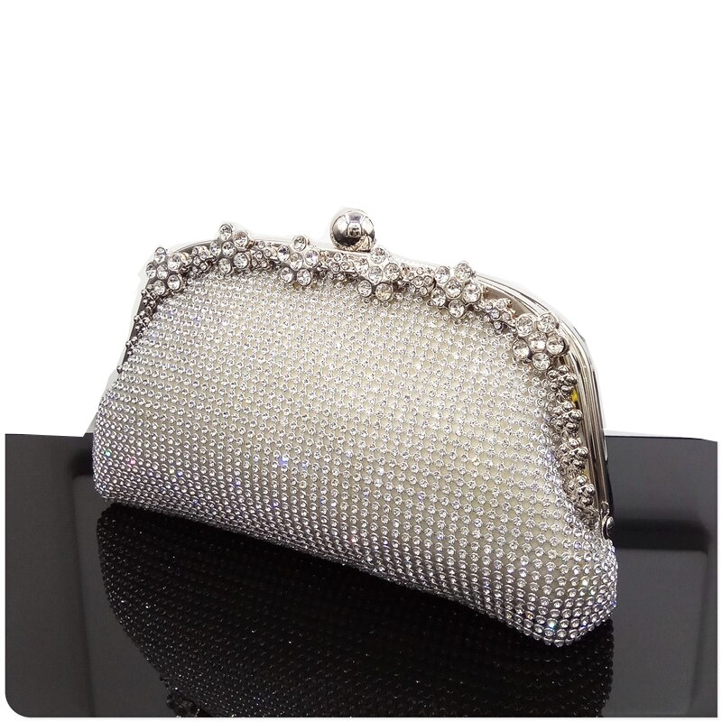 Vrouwen Avondtasje Luxe Zwart/Zilveren Bruiloft schoudertas Diamant Strass Koppelingen Purse Crystal Bling Gold Clutch Bag