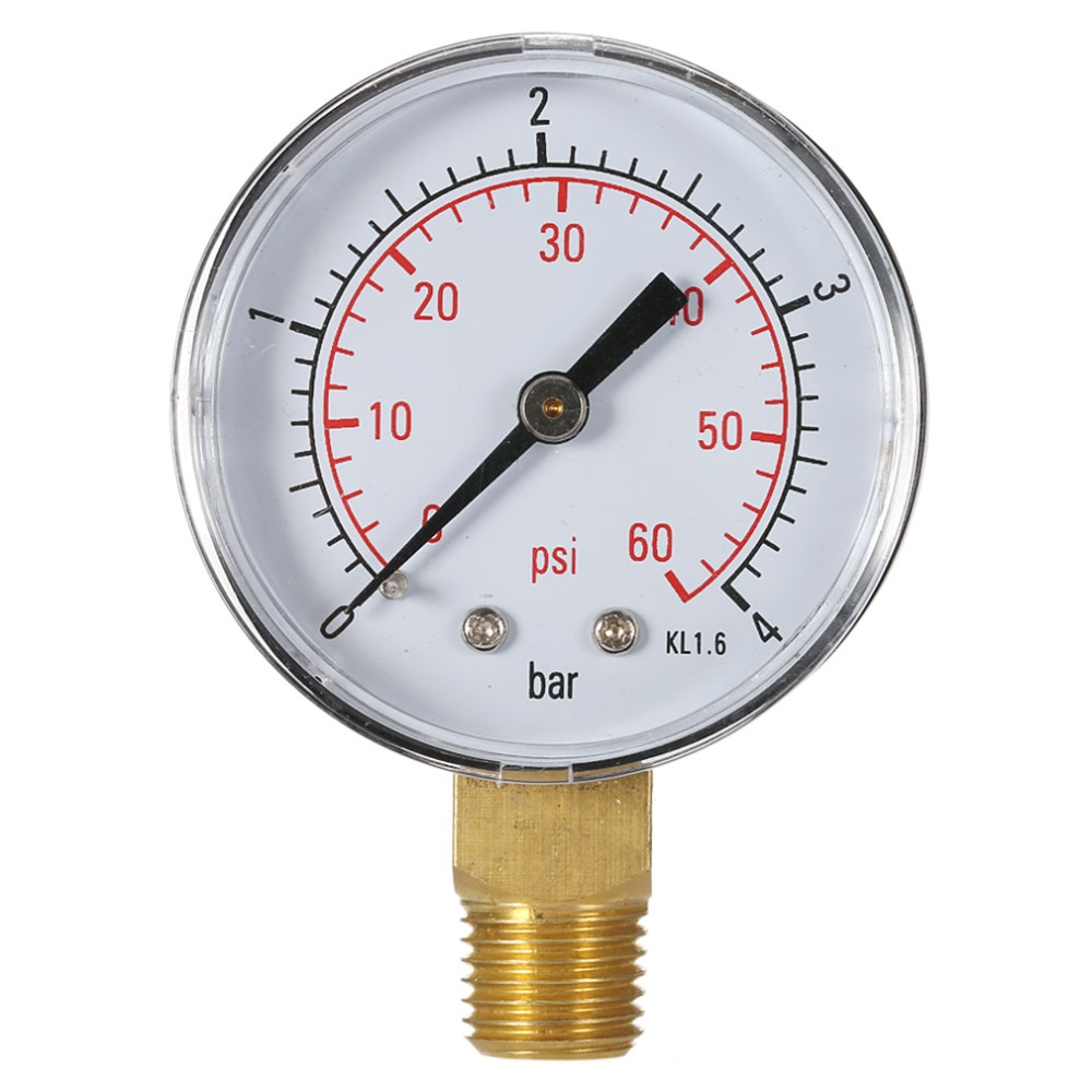 Pool Spa Filter Water Pressure Gauge Mini 0-60 PSI 0-4 Bar Side Mount 1/4 Inch Pipe Thread NPT TS-50