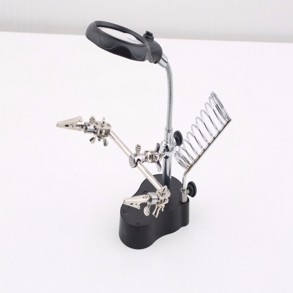 3.5x&12X 3rd Third Hand Soldering Iron Stand Helping Clamp Vise Clip Tool Magnifying Glass Educational Equipment