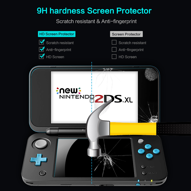 Données grenouille 2 pièces verre trempé protecteur d'écran pour Nintendo 2DS XL/LL Premium couverture complète Film de protection d'écran