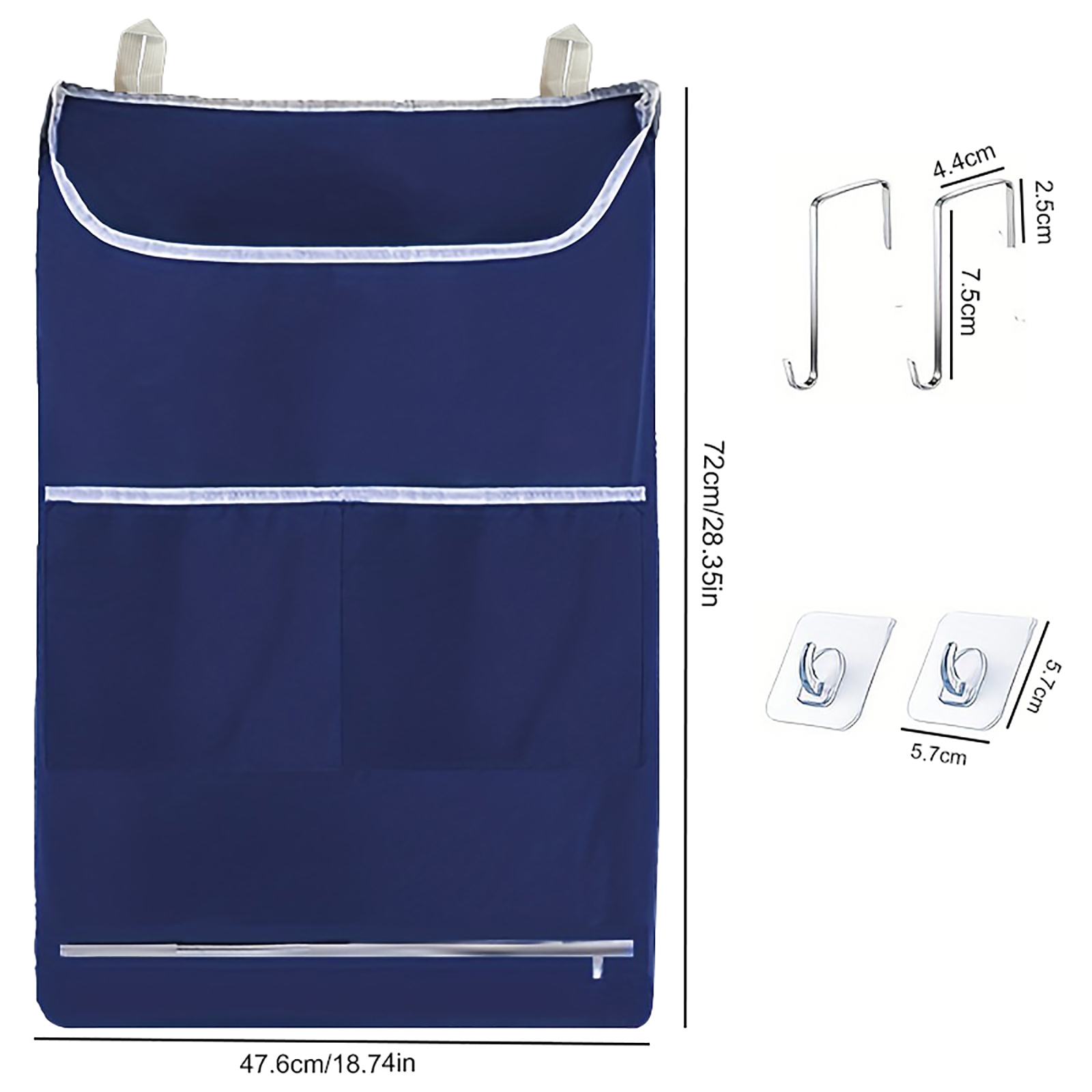 Deurhangende wasmandzak, hangende wasmand met grote opening en 2 soorten haken voor vuile familiekleding