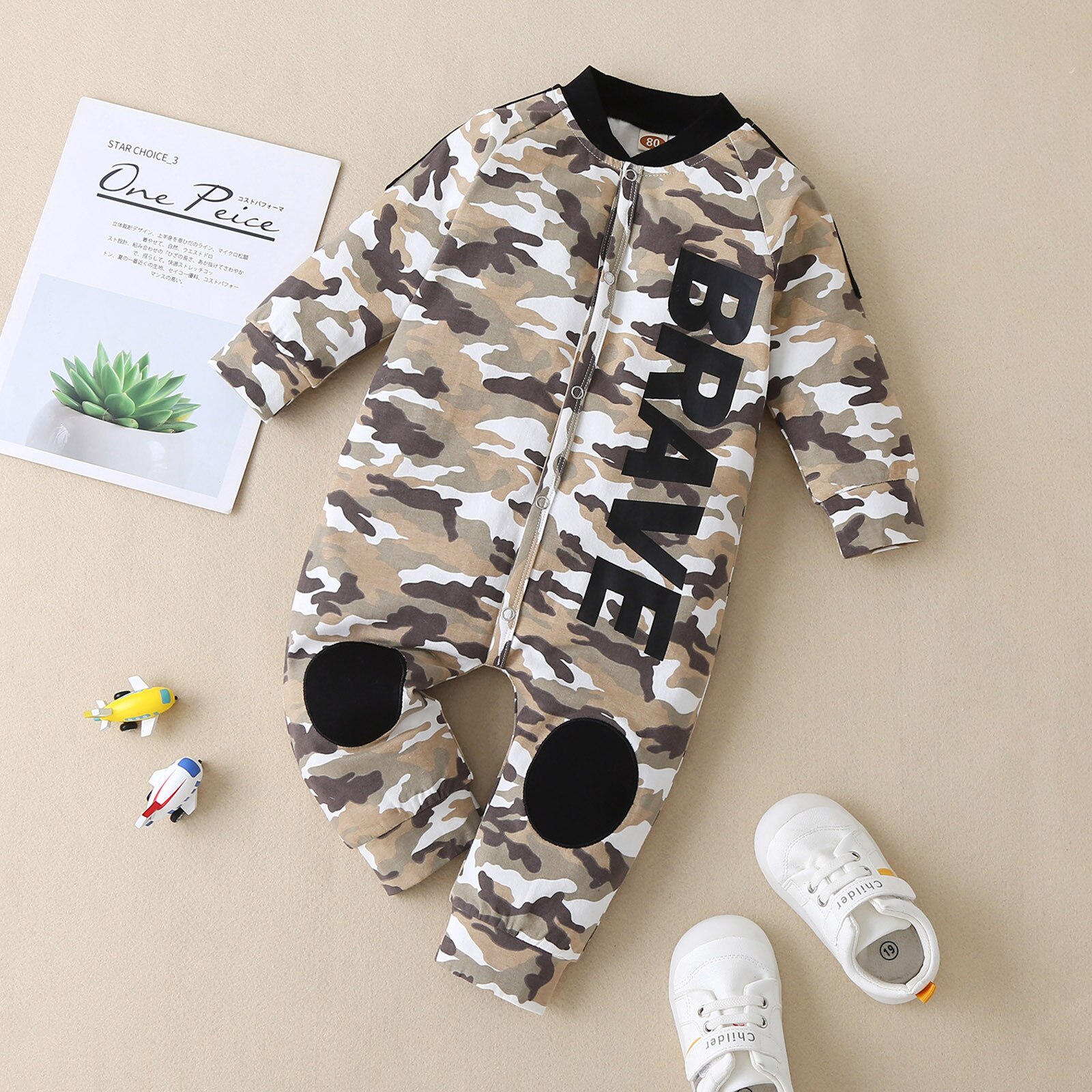 0-18Months Brave Jongen Kleding Baby Baby Jongens Lange Mouw Camouflage Brief Romper Jumpsuit Kleding Baby Boy Romper Warm M4