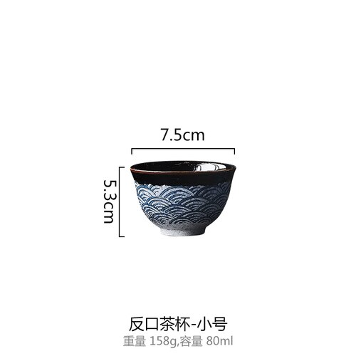 Hav krusning japansk stil husstand tekande keramisk tekande kungfu te sæt filter tekande tekop restaurant enkelt pot: F 7.5 x 7.5 x 5.3cm