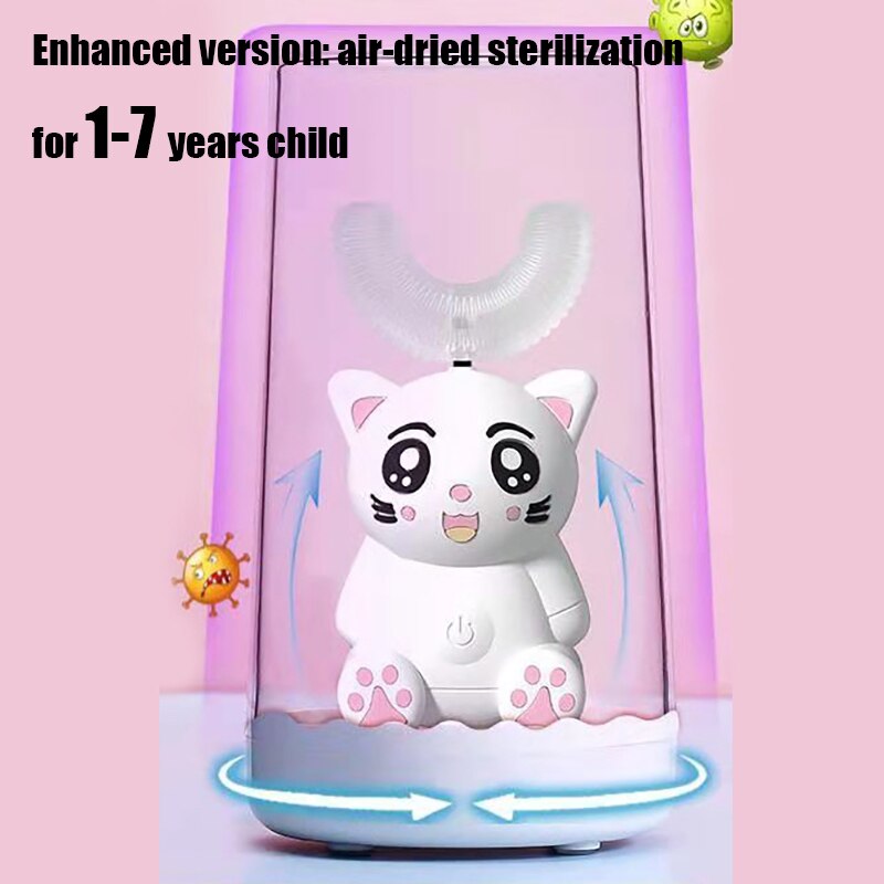 Smart U-Shaped Electric Toothbrush Kids Silicon Automatic Ultrasonic Teeth Tooth Brush Cartoon Pattern Children 360 Degrees Home: Uxingyashua-05