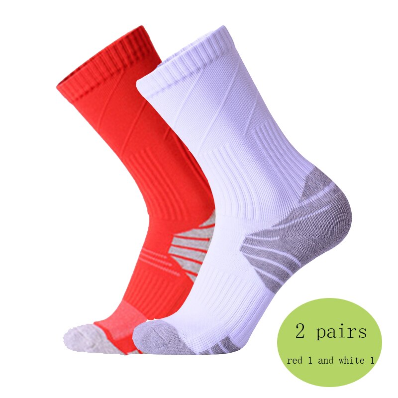 2 pary fluorescencyjny zielony skarpety rowerowe mężczyźni kobiety jazda na zewnątrz rower skarpety sportowe bieganie koszykówka skarpety sportowe: red 1 white 1