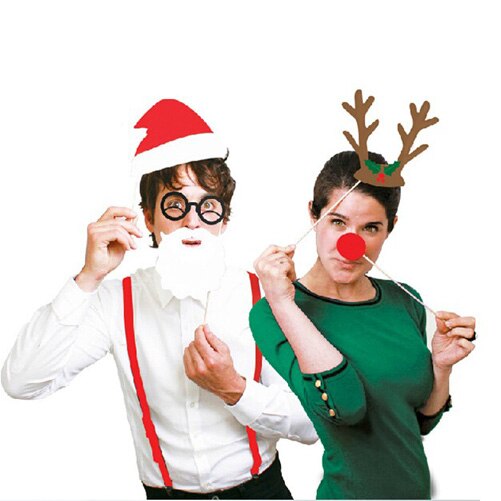 17pcs Funny Photo Booth DIY Photo Props Decoration Wedding Birthday Christmas Party Favor Mask Photography Event Supplies
