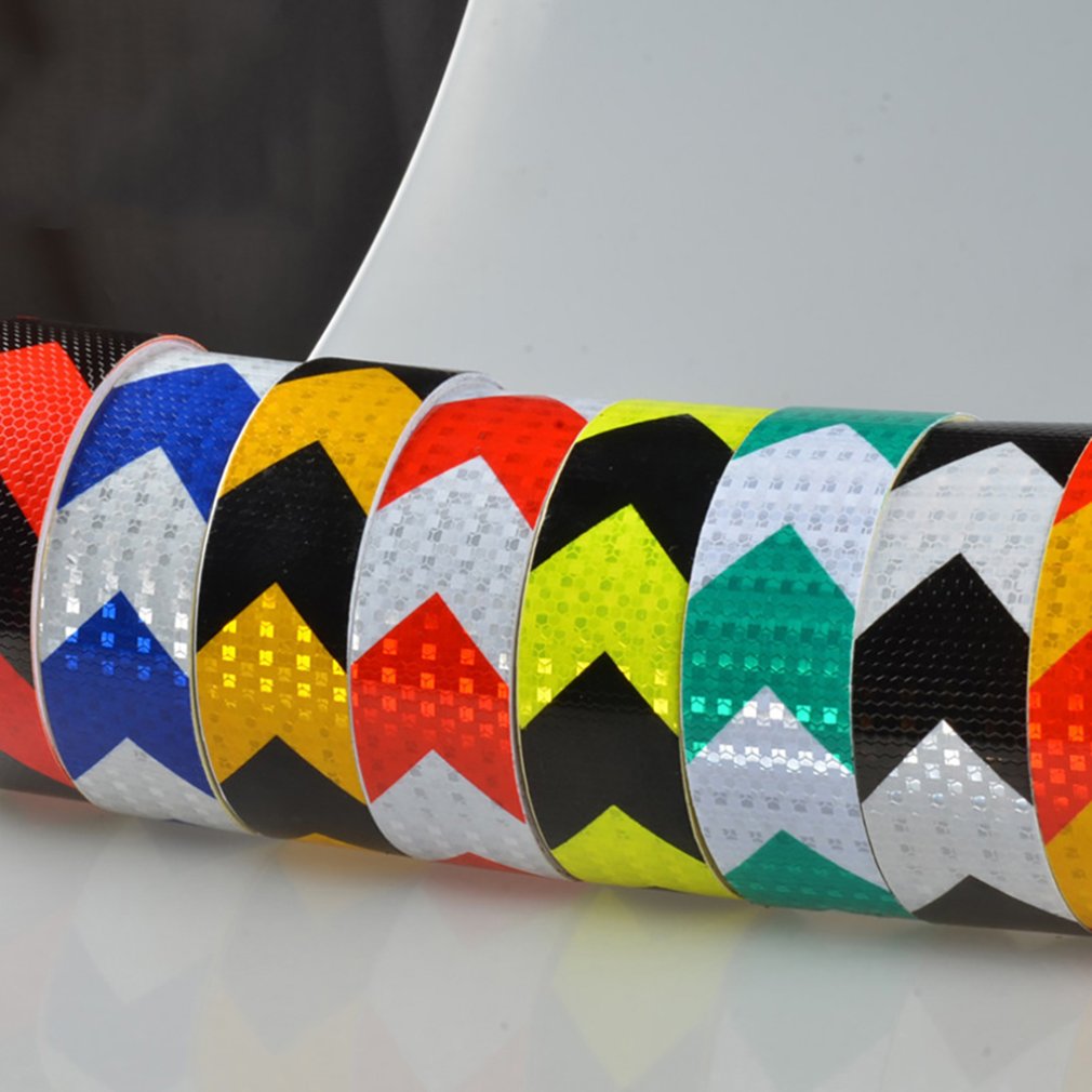 5CM Width Long Self-adhesive PVC Reflective Safety Warning Tape Road Traffic Construction Site Reflective Arrow