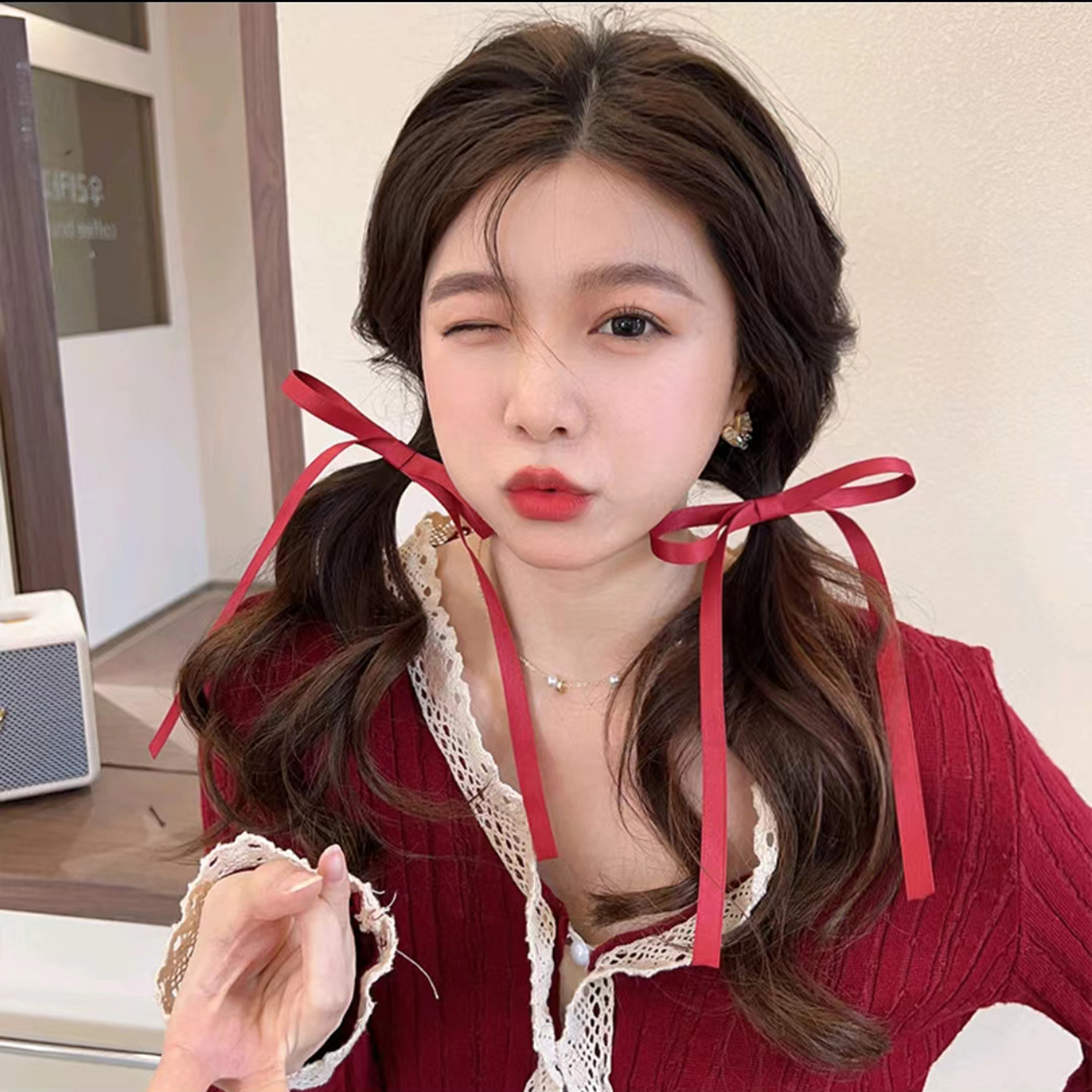 Lystrfac 2Pcs/Lot Fabric Hair Bow Hairpin for Women Girls Ribbon Hair clip Bow Top Clip Female Hair Accessories