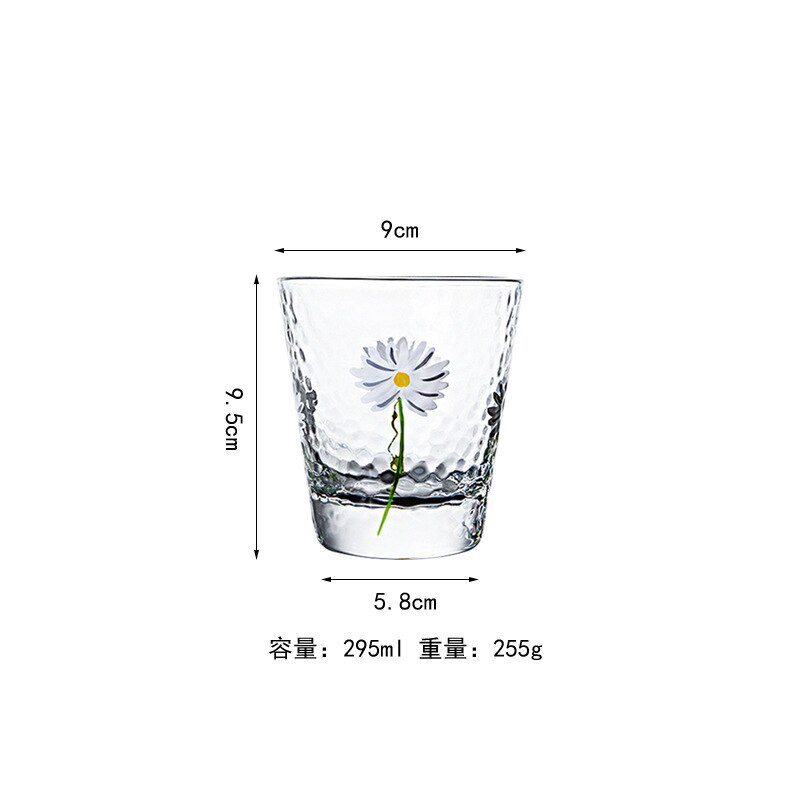 Glazen Beker Kleine Daisy Gehamerd Crystal Cup Huishoudelijke Hittebestendige Transparant Glas Fruit Drink Bier Whiskey Bril: 5