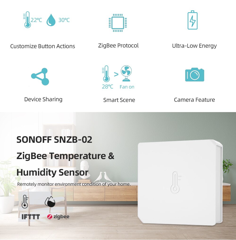 Sonoff Zigbee Temperatuur En Vochtigheid Sensor Temperatur/Vochtigheid Sensor App Real Time Controle Werk Met Sonoff Zigbee Gateway