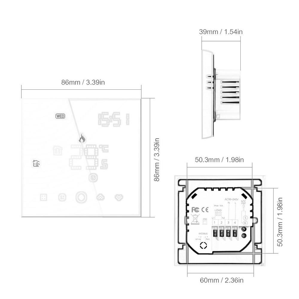 BHT-003-GALW-controlador inteligente de temperatura para suelo, termostato de calefacción eléctrica de 95-240V, Wifi, Control por voz