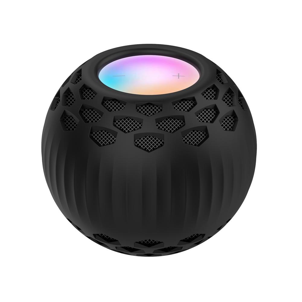 Høyttalersilikonetui mykt beskyttende skall fallbestandig støtsikkert støvtett beskyttelsesdeksel til apple homepod mini-høyttaler: Svart