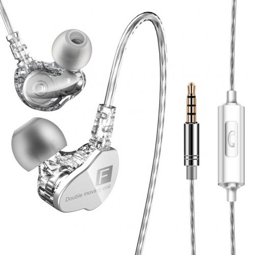Merk qkz  ck9 oortelefoon met dubbele bewegende spoel, in-ear headset, zware bas, stereo oortelefoon, hifi dj, sport oortelefoon, headset, oordopje: Wit