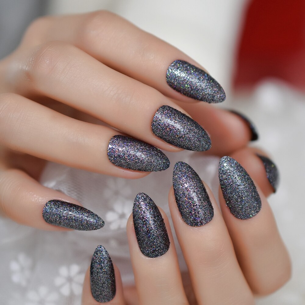 Faux ongles style français, , Beige, naturel, mi-stiletto, or, ligne de sourire, pointes de manucure conçues: L5159