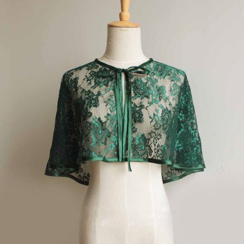 Lace Green Red Bolero Femme Mariage Bridal Wedding Capes Evening Party Dresses Bolero Mujer Fiesta Shawls Wrap Shrug For Women