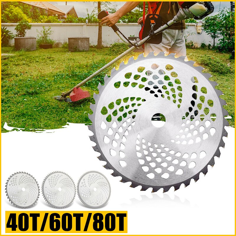 Lawn Circular Mower Cutter Grass Trimmer Head with Chain Saw Blades Rotary Tray Carbide Brushcutter Blades 40T/60T/80T Mower