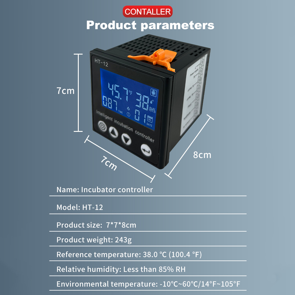 Controlador de incubadora de huevos Digital LCD HT-12, termostato multifuncional, Control de higrostato con sonda del Sensor de temperatura y humedad