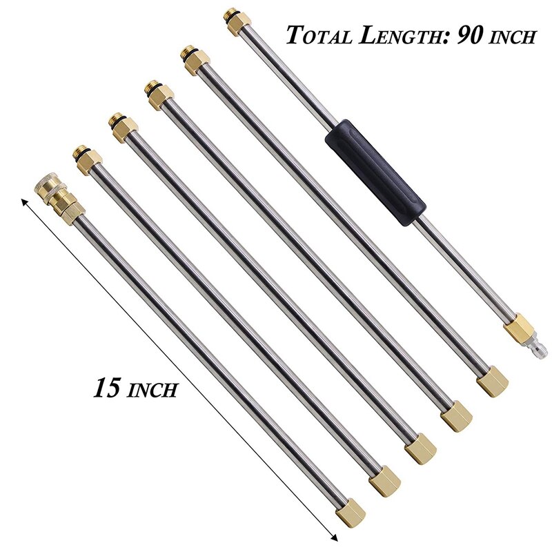 90 Inch Universele Wand Set Auto Wassen Hogedrukreiniger Wand Extension, vervanging Lance Power Washer Lance 1/4 Inch Draad Quic