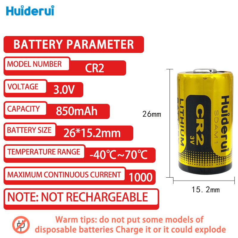 1PCS CR2 CR15H270 CR15266 DLCR2 ELCR2 3V Lithium Battery For LED Flashlight Digital Camera Doorbells Alarm Dry Primary Battery