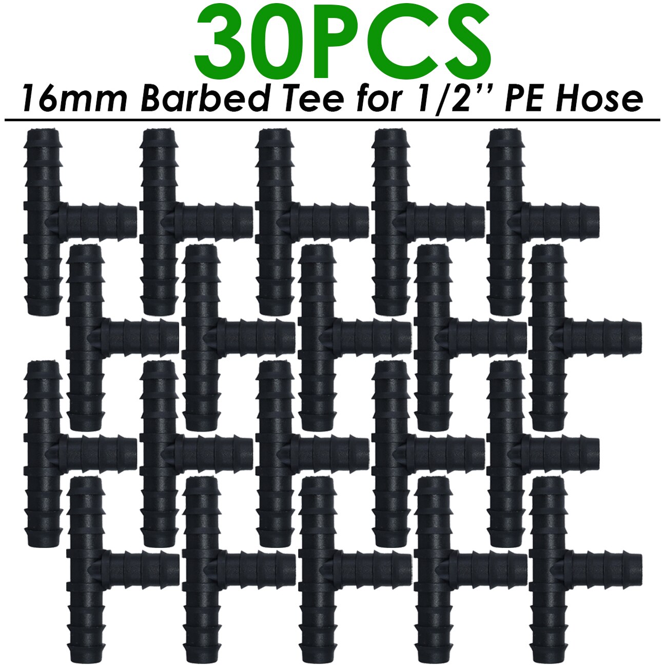 30-40X Drip Irrigation Barbed Fitting Connector Adaptor Coupling Line End Elbow KIT 16mm for 1/2" PE Tubing Hose Watering Garden: KSL01-KIT003-30PCS