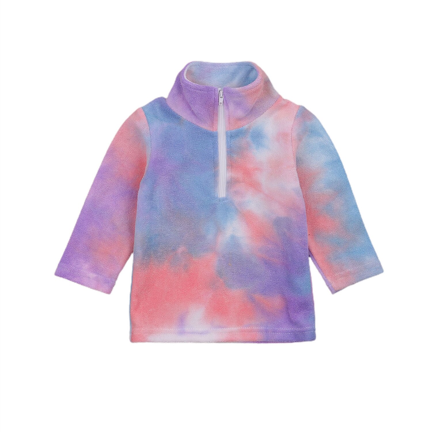 Haut en polaire coloré teinté avec fermeture éclair pour bébé, garçon et fille, vêtement d'extérieur, automne-hiver, col haut, manches longues, sweat-shirts 6m-5t: Rouge / 4t