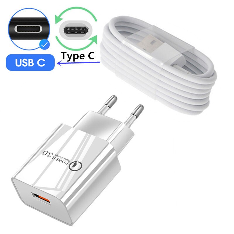 Dla Xiaomi POCO ładowarka Mi 11 Lite 5G 18W QC 3.0 USB szybka ładowarka dla Redmi uwaga 11 9 8 7 Pro Redmi 10 9A 6A typ C mikro kabel: Charger USB C Cable