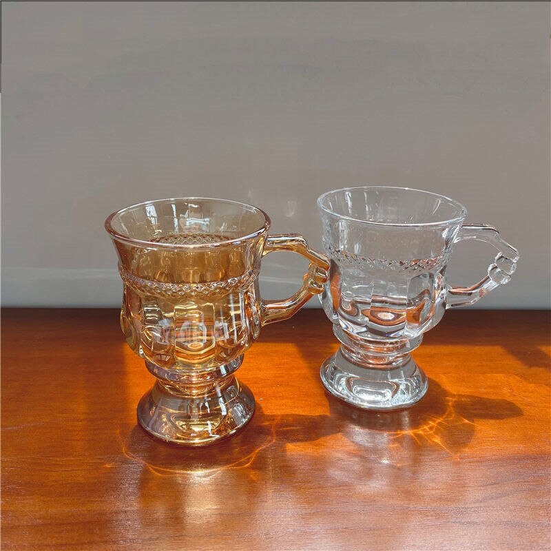 Æstetik vintage gennemsigtig ravfarvet vinglas vand drikke te kaffe glas kop bryllup bæger latte shot glas